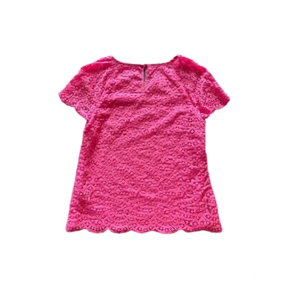 J Crew Pink Lace Overlay Short Sleeve Blouse Women’s XS - Picture 4 of 11